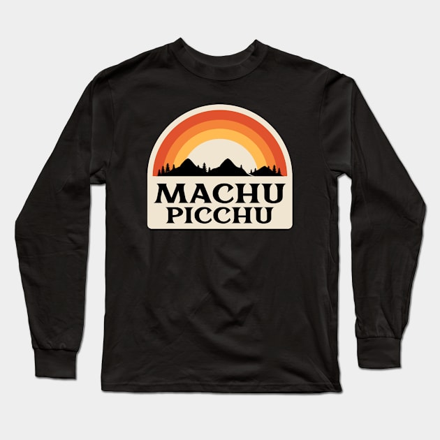 Machu Picchu Retro Long Sleeve T-Shirt by Insert Place Here